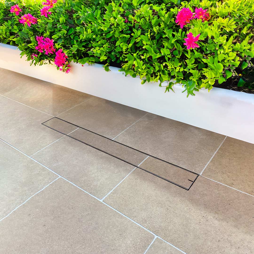 HIDE stainless steel linear strip drain cover with tile inlay