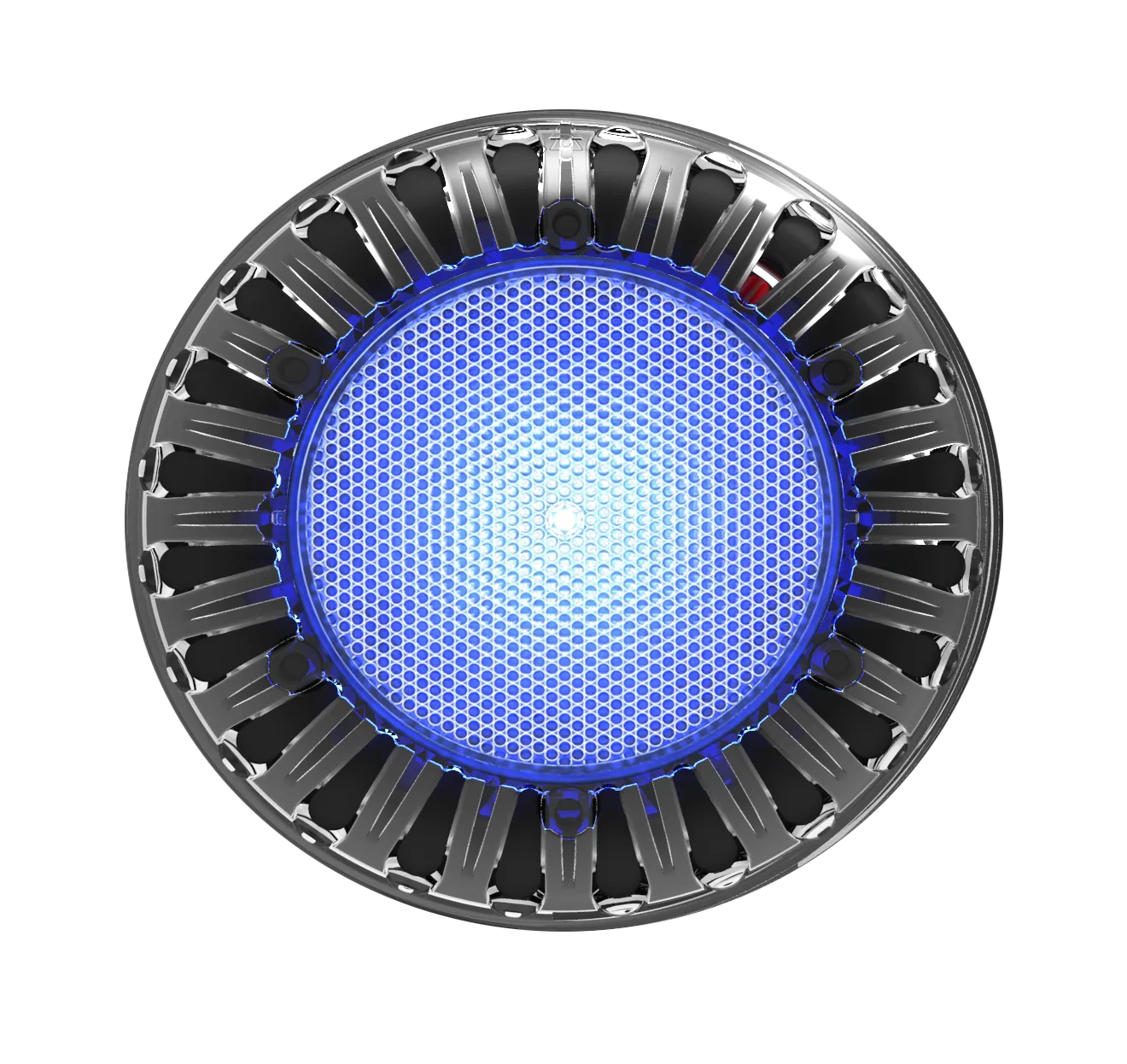 Atom Series LED pool light lens, lit blue