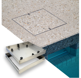 Concrete infill skimmer lid